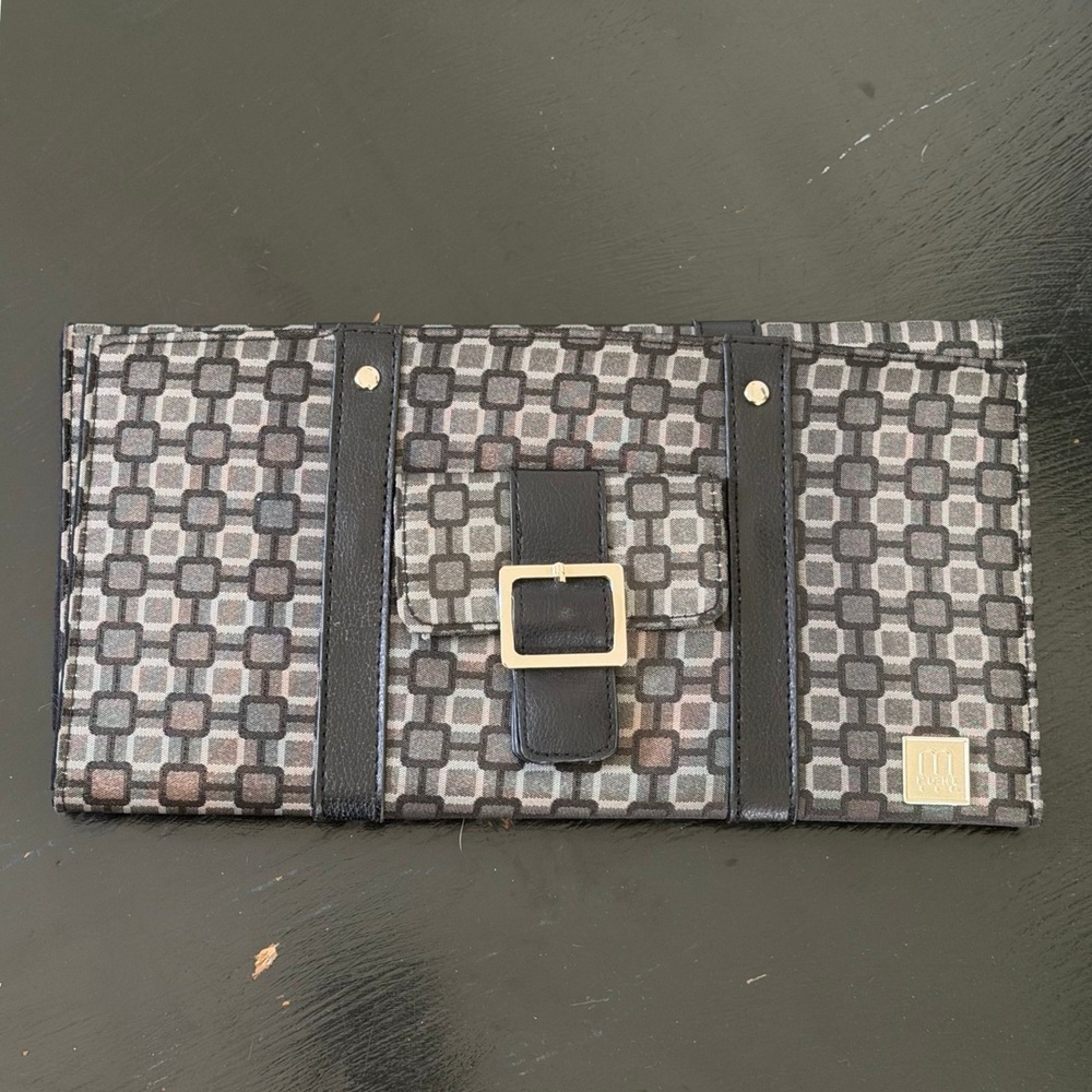 Miche Luxe Prima Handbag Shell Geometric Gray Black Buckle Interchangeable Cover